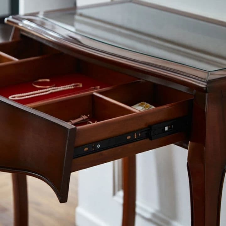 世界三大銘木材　マホガニー仕様　『猫足ディスプレイデスク』キャビネット　手彫彫刻