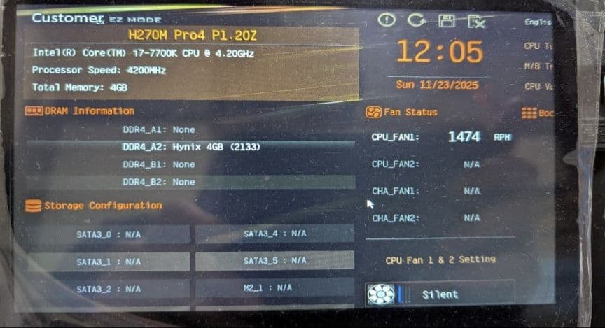 H270M Pro4 マザーボード + i7-7700K + 水冷クーラー