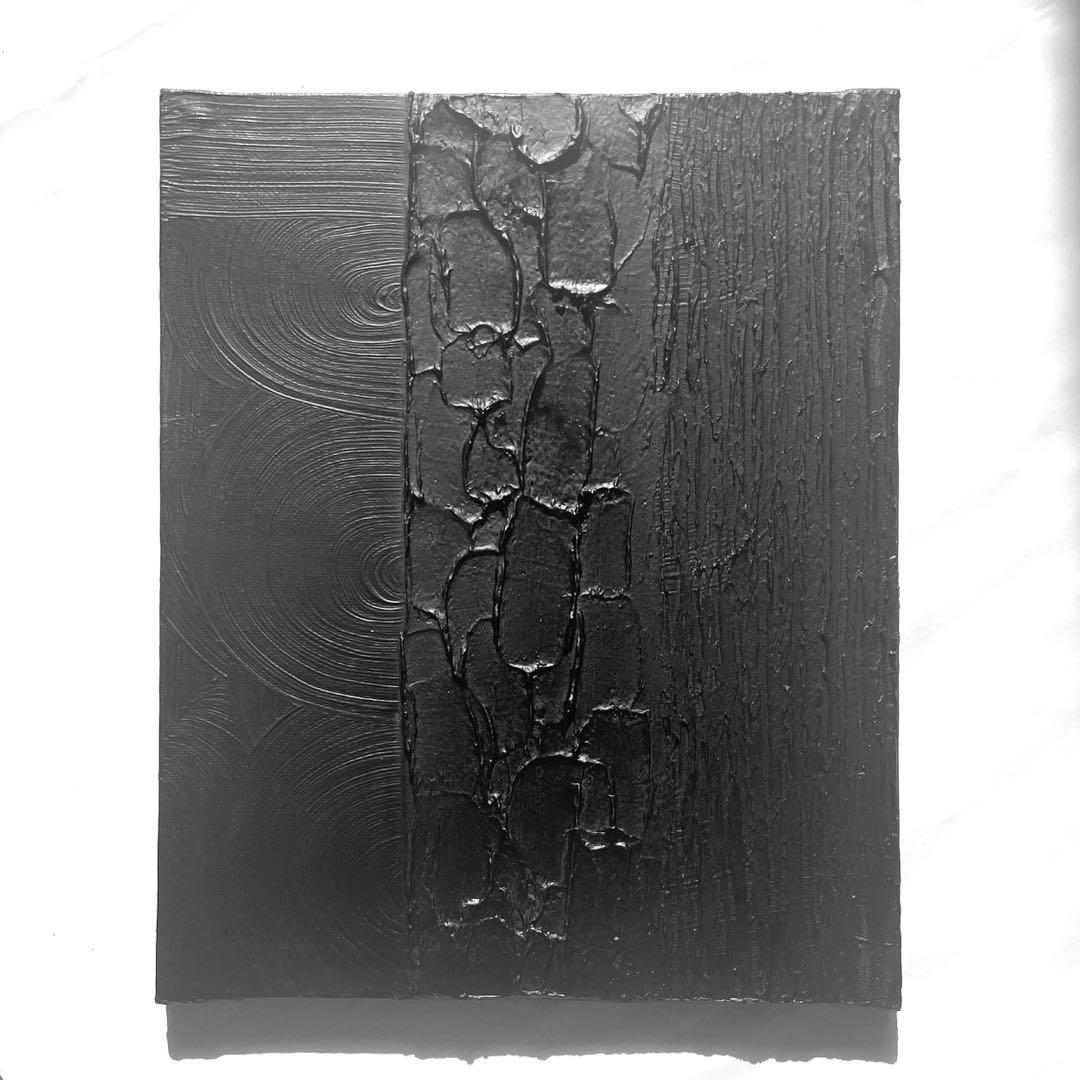 黒 3種のテクスチャーアート｜F3｜立体感ある抽象画 一点もの 絵画 現代アート