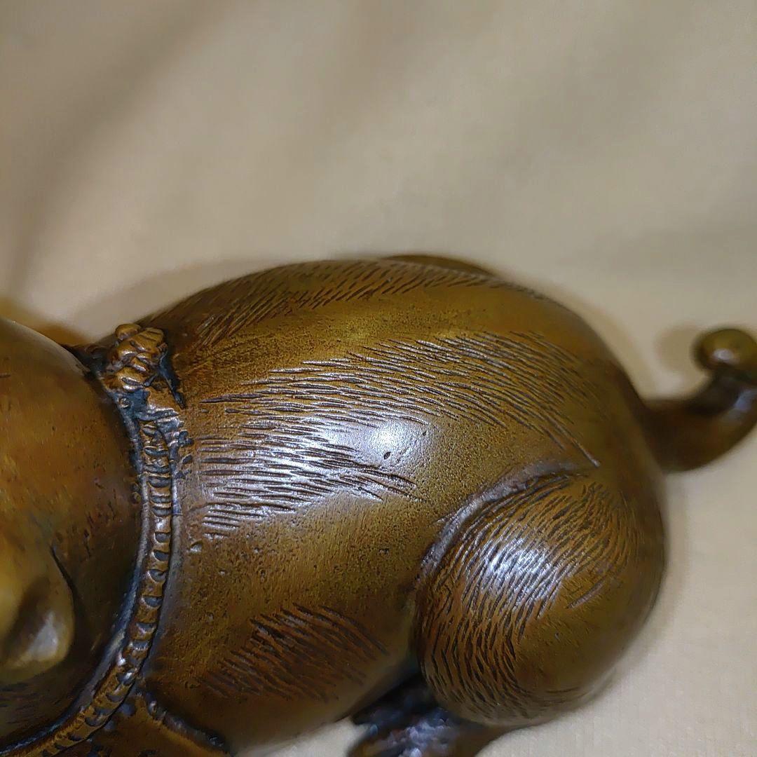 ブロンズ 犬の彫刻　犬の置物　芸術オブジェ　アンティーク