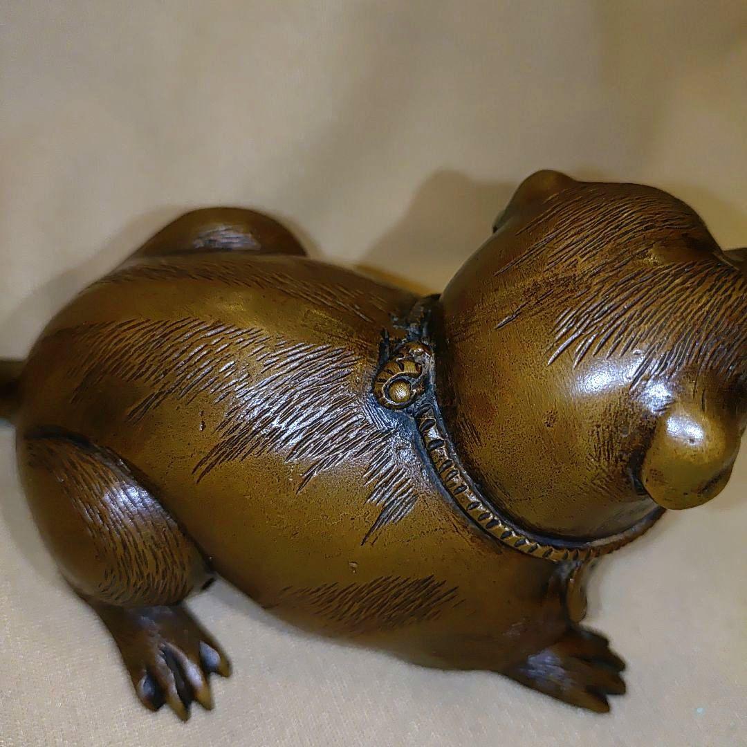 ブロンズ 犬の彫刻　犬の置物　芸術オブジェ　アンティーク