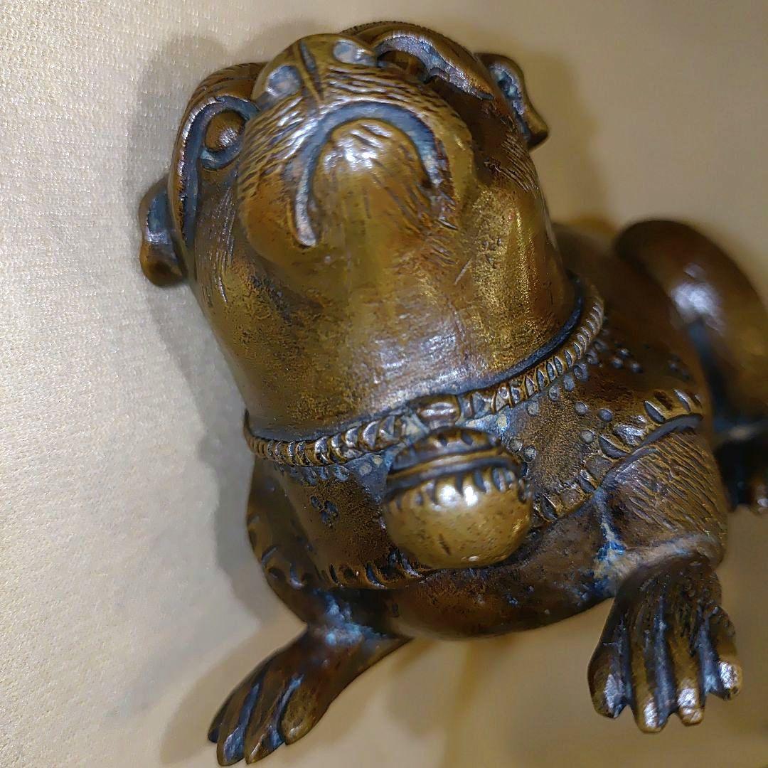 ブロンズ 犬の彫刻　犬の置物　芸術オブジェ　アンティーク