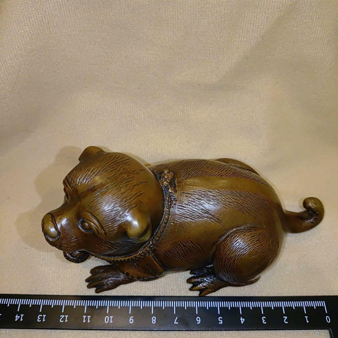 ブロンズ 犬の彫刻　犬の置物　芸術オブジェ　アンティーク