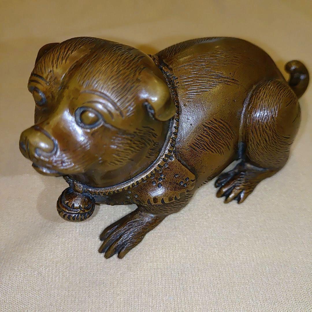 ブロンズ 犬の彫刻　犬の置物　芸術オブジェ　アンティーク