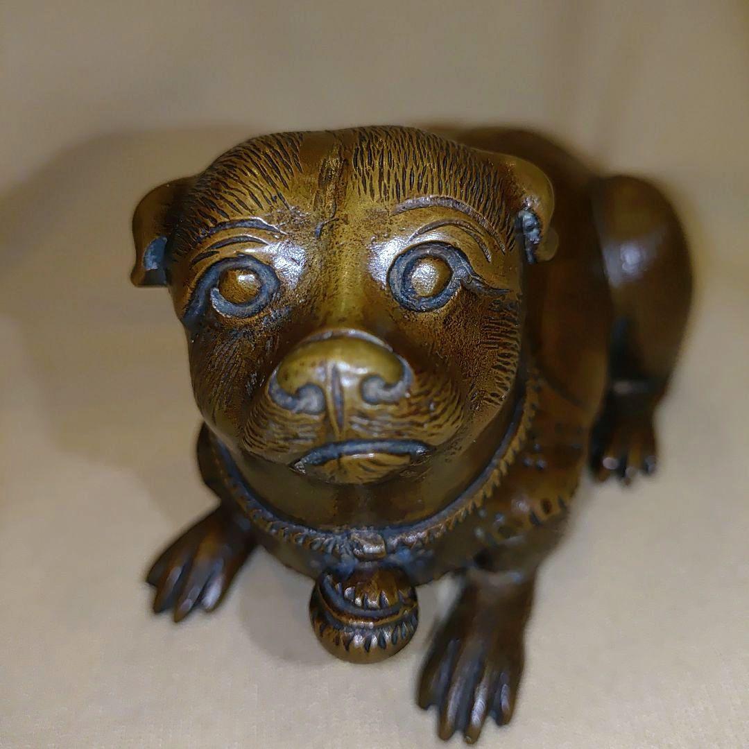 ブロンズ 犬の彫刻　犬の置物　芸術オブジェ　アンティーク