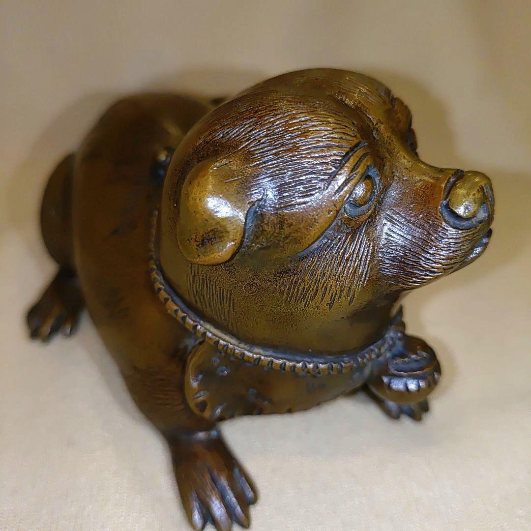 ブロンズ 犬の彫刻　犬の置物　芸術オブジェ　アンティーク