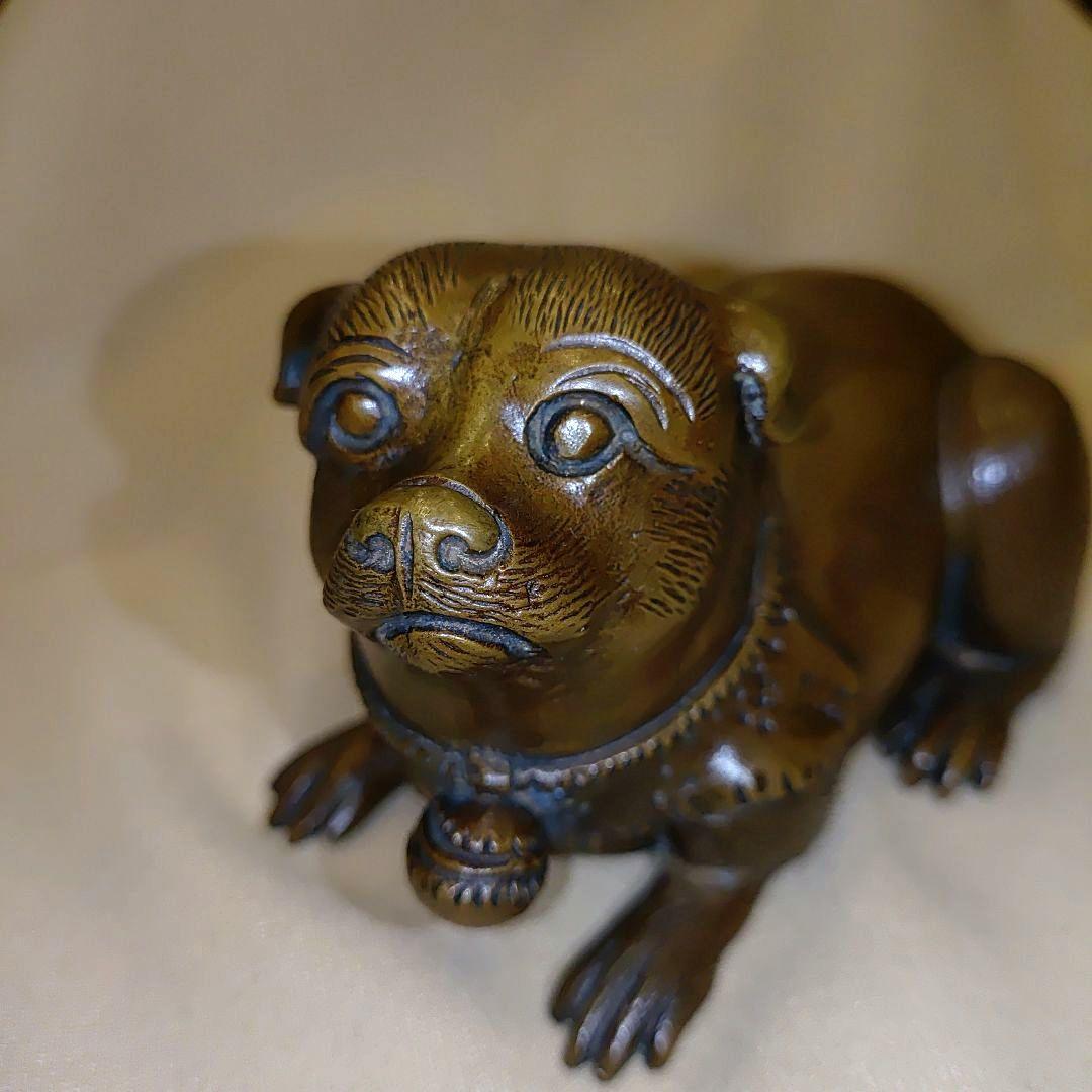 ブロンズ 犬の彫刻　犬の置物　芸術オブジェ　アンティーク