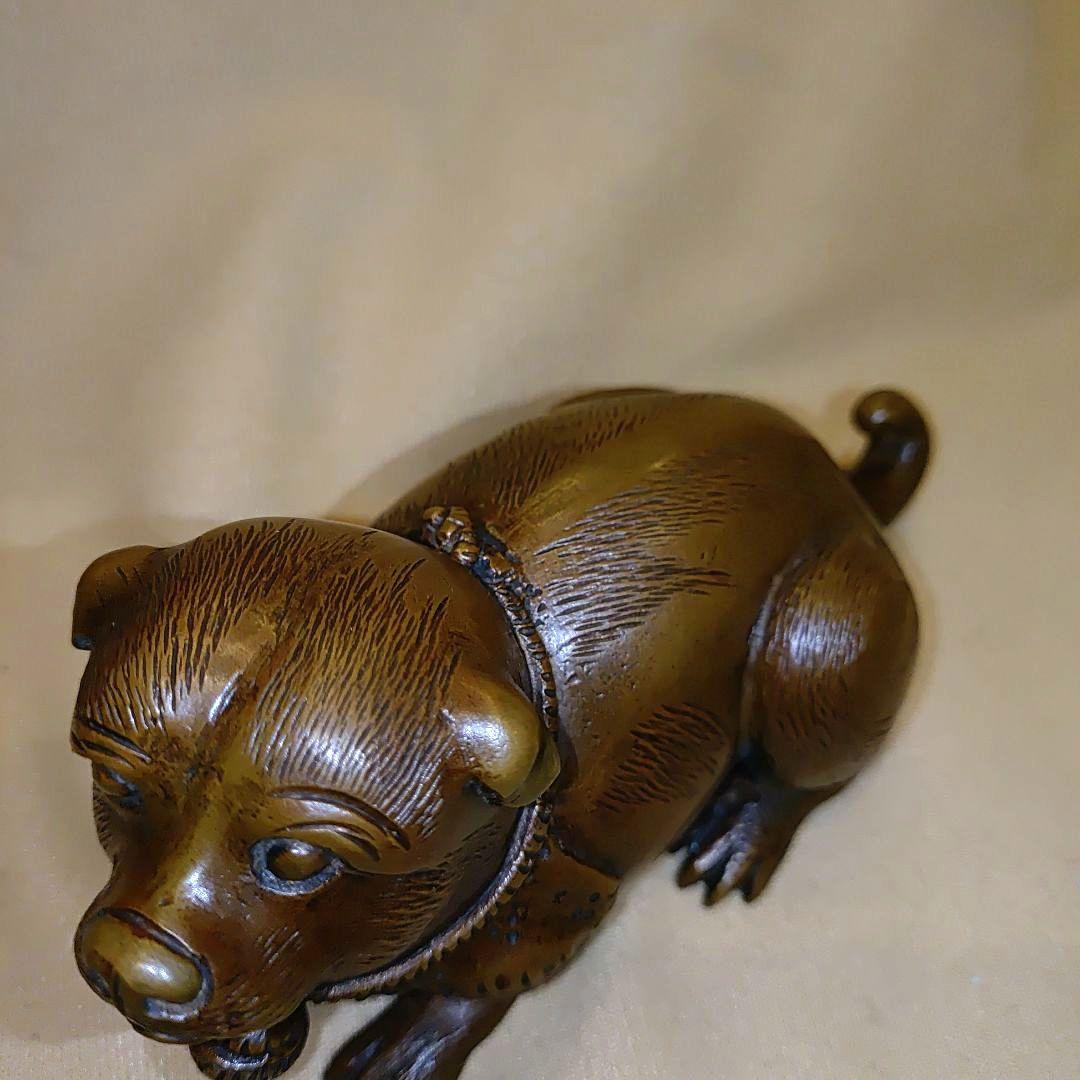 ブロンズ 犬の彫刻　犬の置物　芸術オブジェ　アンティーク