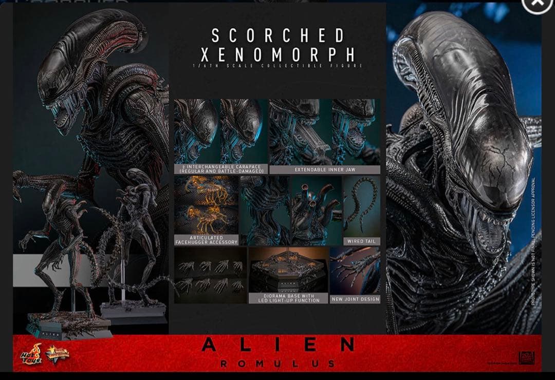 【新品】 ホットトイズ/エイリアン：ロムルス』スコーチド・ゼノモーフ 1/6