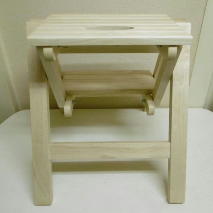 【匿名配送】弘益 折り畳みステップチェア2段 ナチュラル FST-46