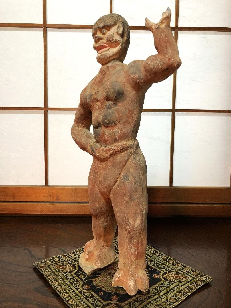 【 唐代加彩陶俑（鬼俑）】 ７～９世紀 出土骨董 中国古玩