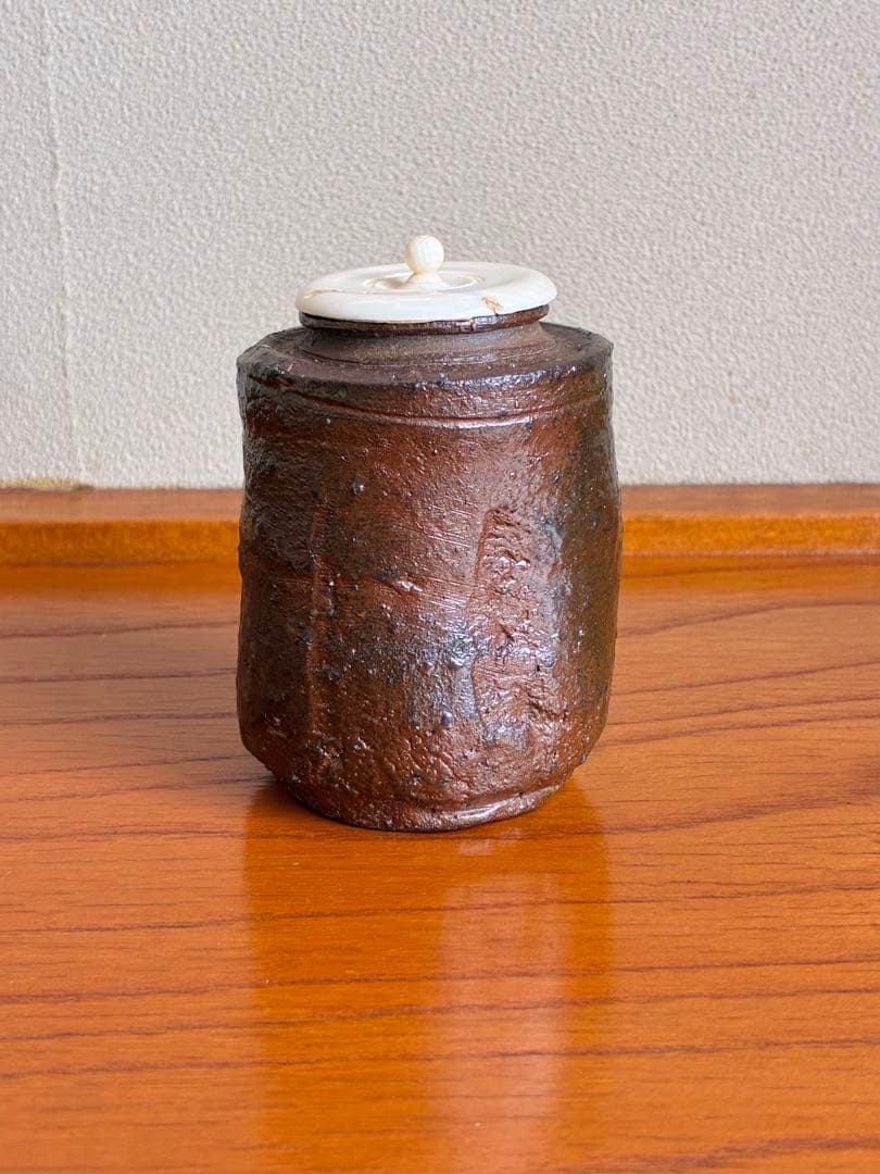 安倍安人　備前　茶入