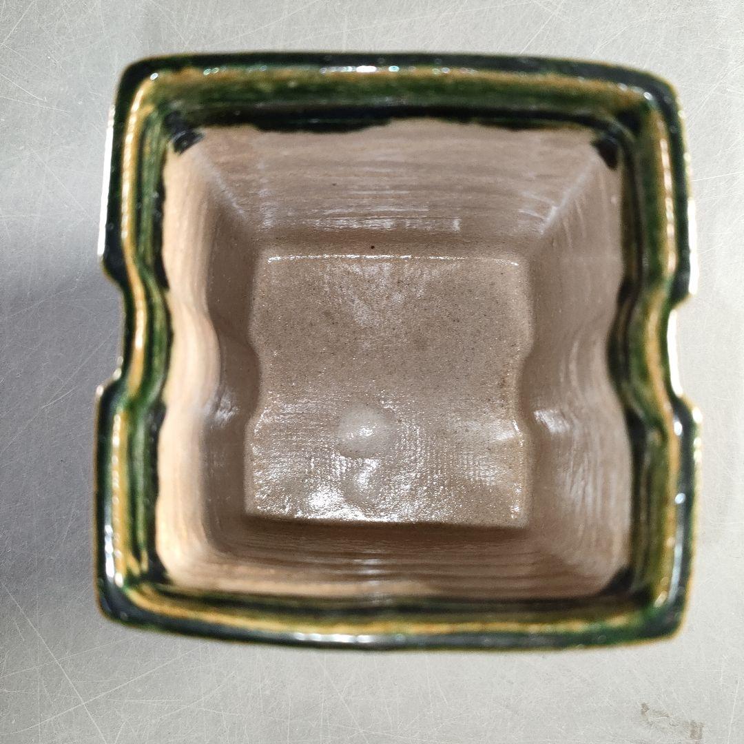 A1356-7/幸兵衛窯/加藤幸兵衛 作/織部角形筒深向付5客/共箱/懐石道具/