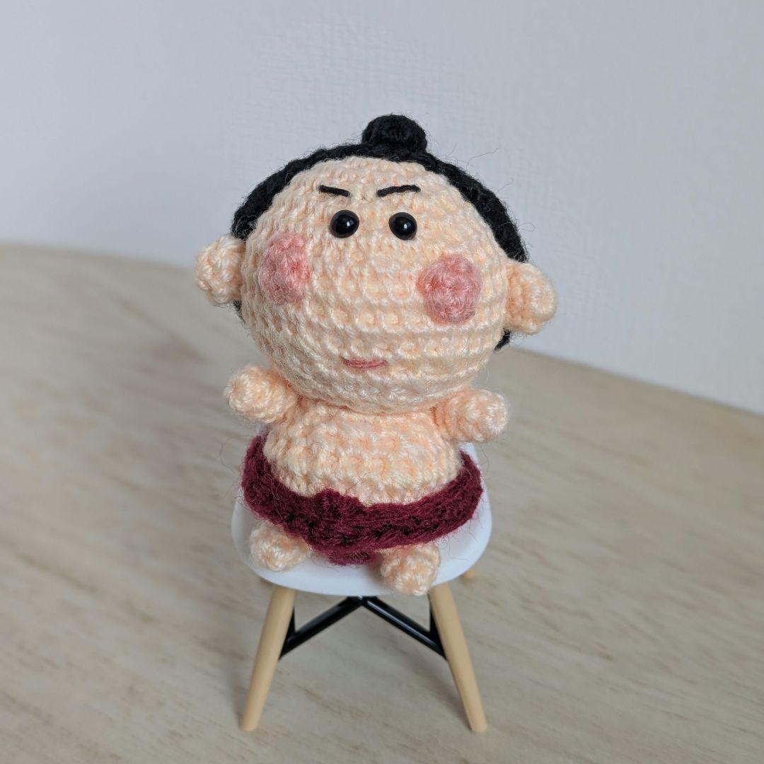 あみぐるみ　お相撲さん　ミニ　１　まわし黄色　どすこい力士　ハンドメイド