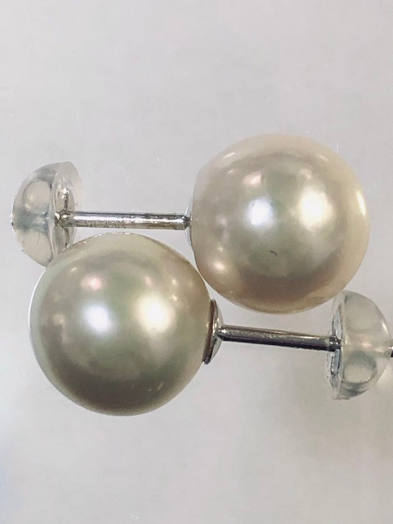 NO-915 k14WGアコヤ真珠パールピアス9.5〜9.6mm