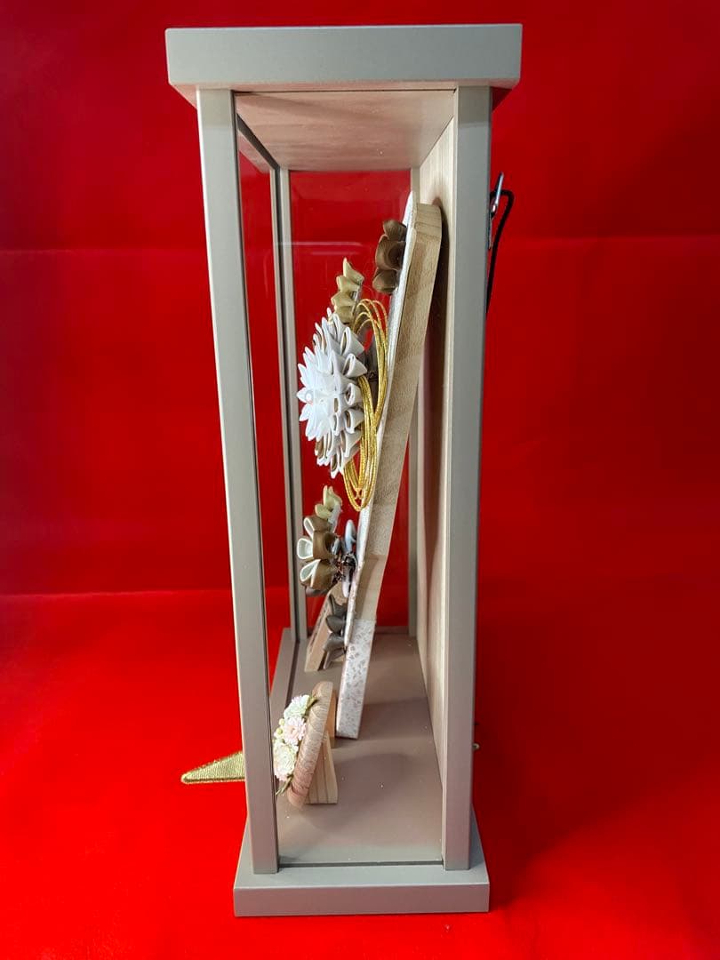 東京久月　かんざし付つまみ細工羽子板・壁掛け・間口約２４×奥行約１１×高約３３㎝