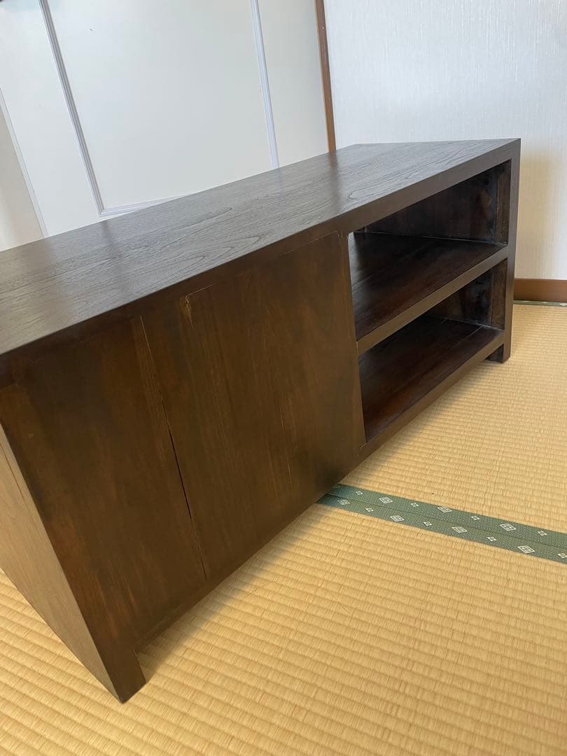 アジアン家具 ローボード 100cm 無垢風 4段引出し