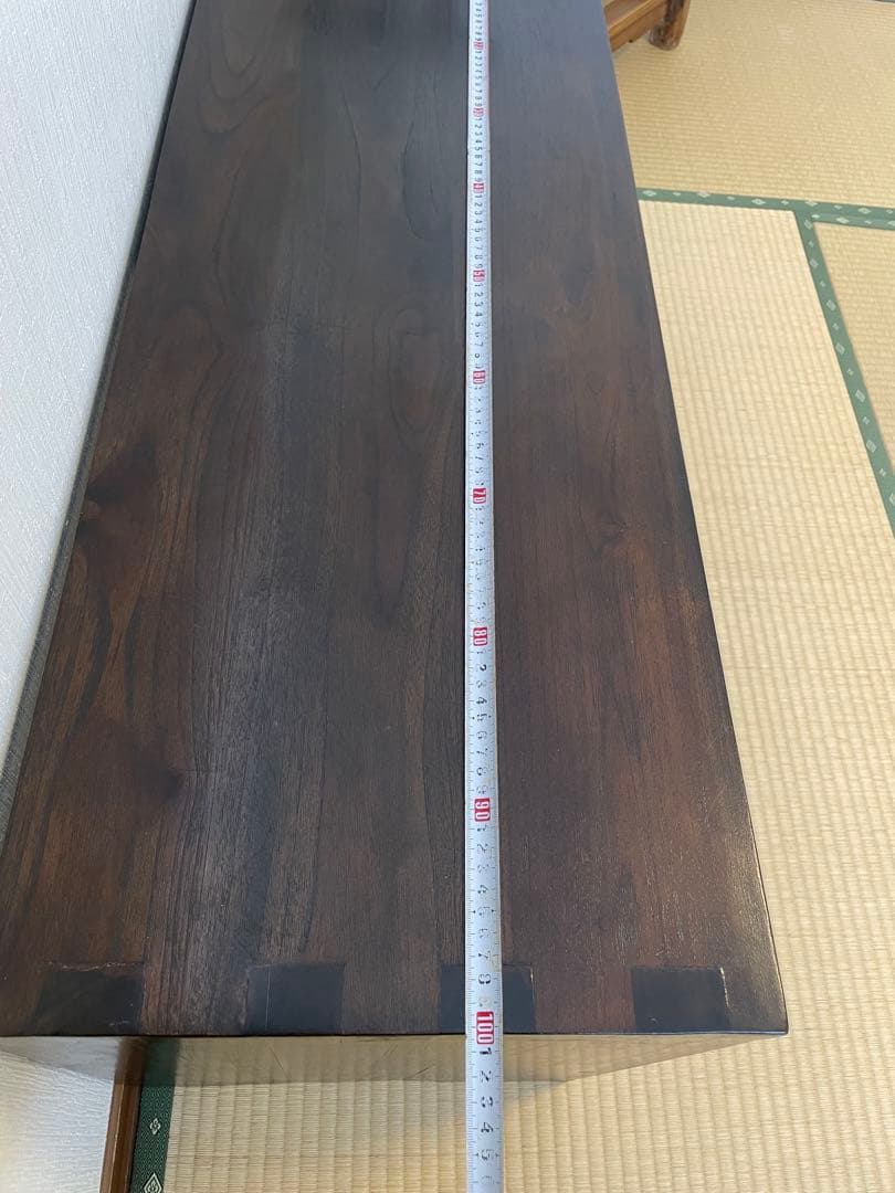 アジアン家具 ローボード 100cm 無垢風 4段引出し