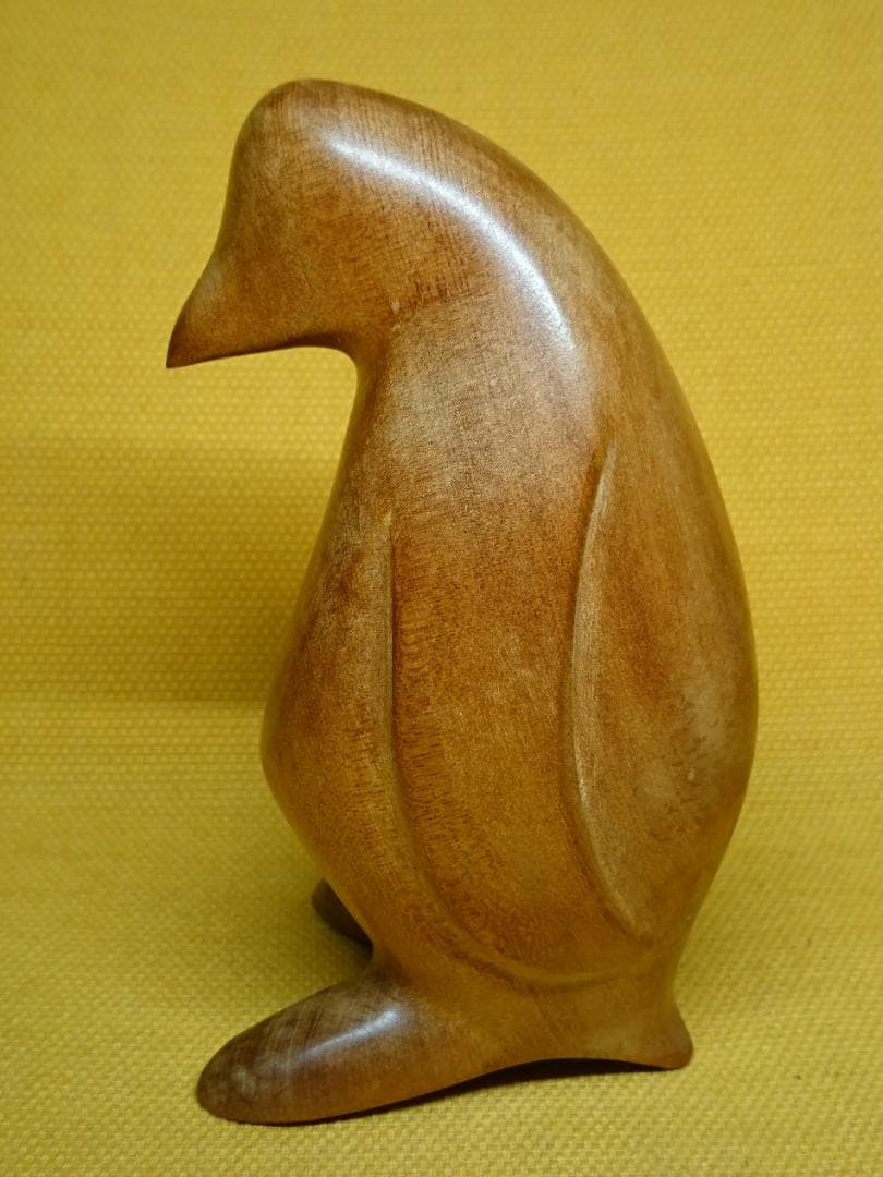 ペンギン　木彫　彫像　オブジェ　置物　インテリア　工芸品　美術品　A3329