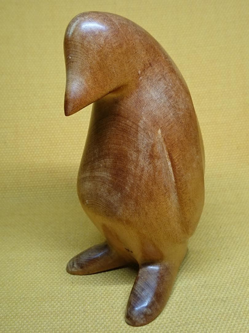 ペンギン　木彫　彫像　オブジェ　置物　インテリア　工芸品　美術品　A3329