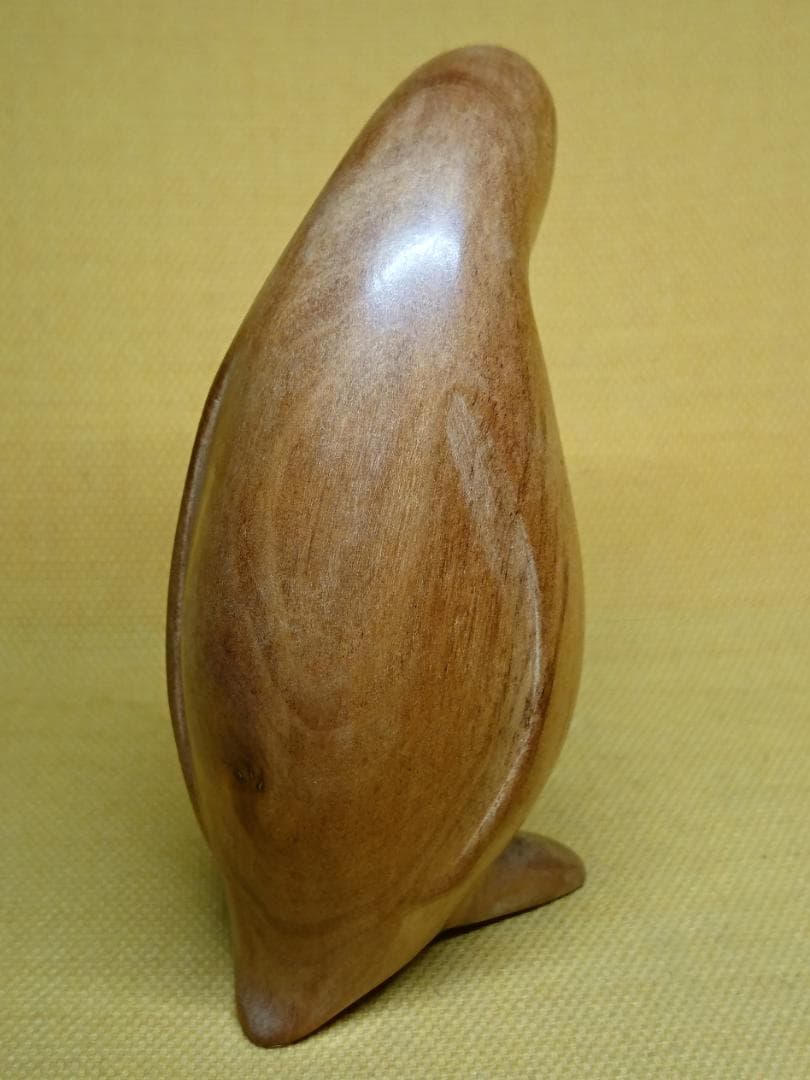 ペンギン　木彫　彫像　オブジェ　置物　インテリア　工芸品　美術品　A3329