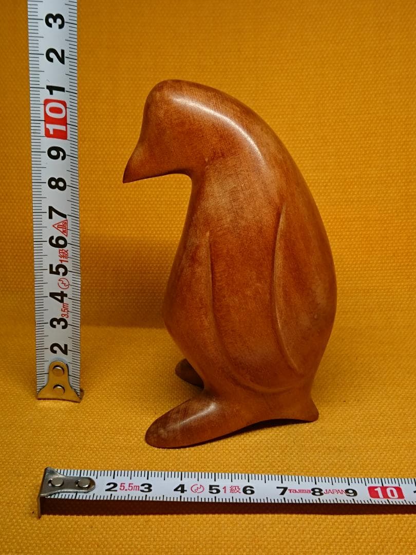 ペンギン　木彫　彫像　オブジェ　置物　インテリア　工芸品　美術品　A3329