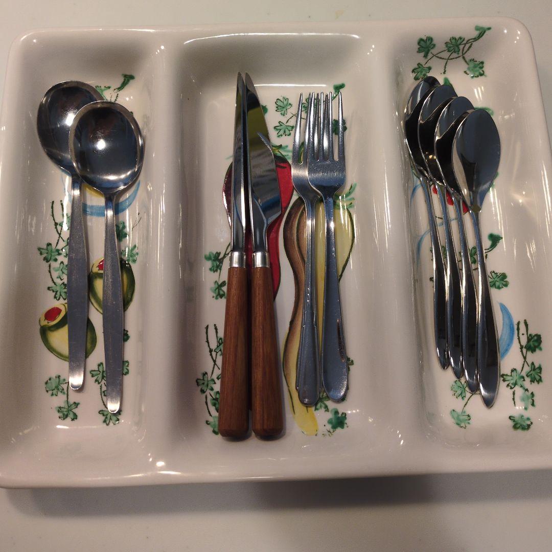 サービングディッシュ　カトラトリー入れ(手描き陶磁器)