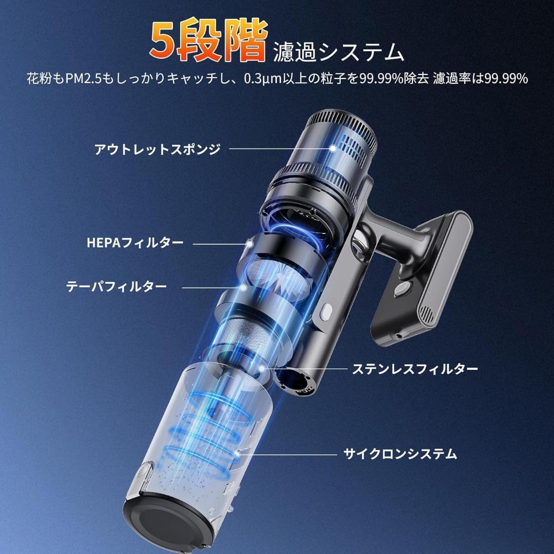 掃除機 コードレス 強力吸引 35000Pa サイクロン 伸縮型 水拭き 着脫式
