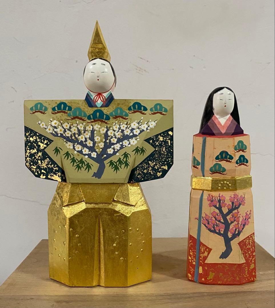 奈良一刀彫　「雛」大矢由造作　ヴィンテージ品　共箱付き　7号サイズ