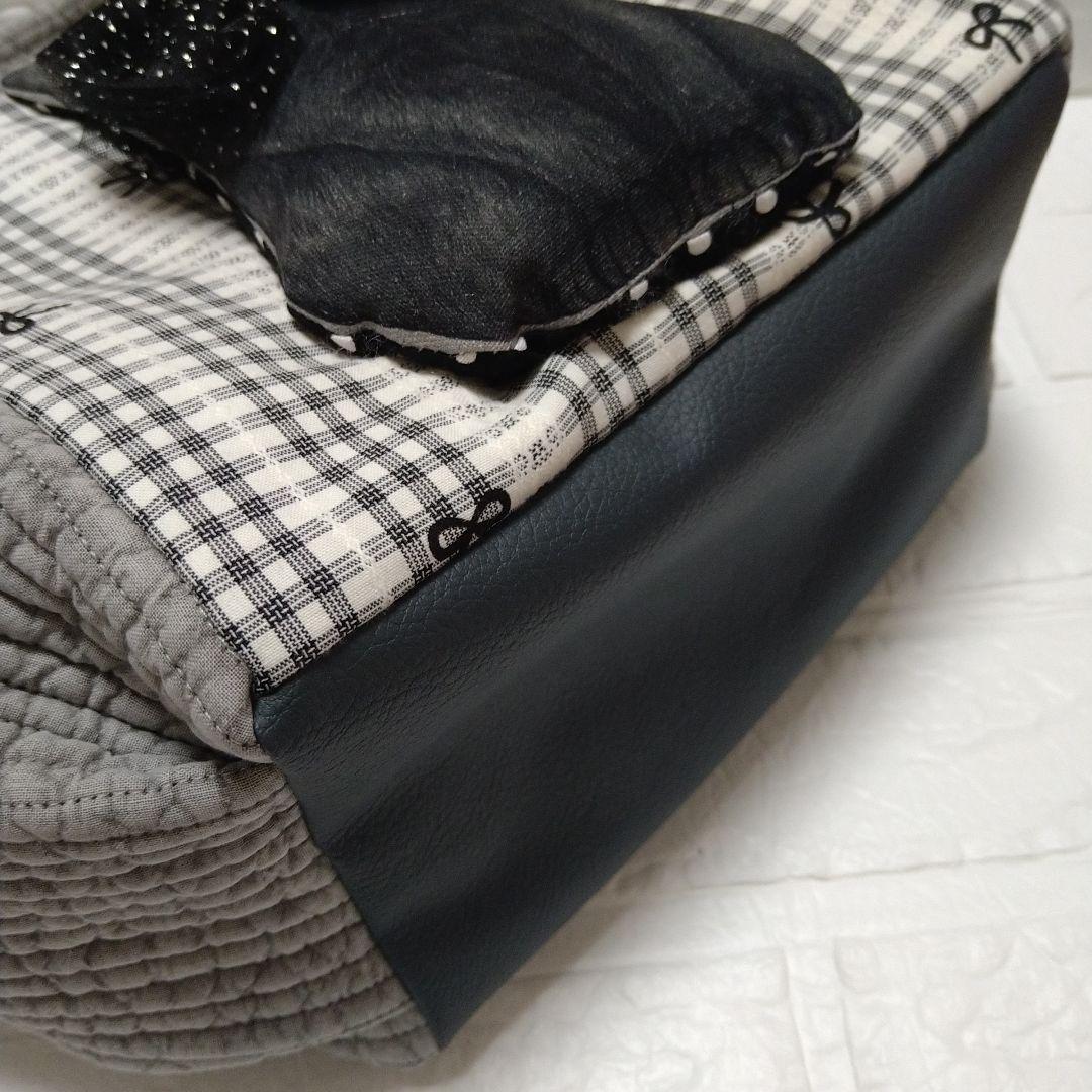 ゆ*ら様 コヤンイサムチョン☆ころりんトートバッグ　チェック柄リボン＆ヌビキルト