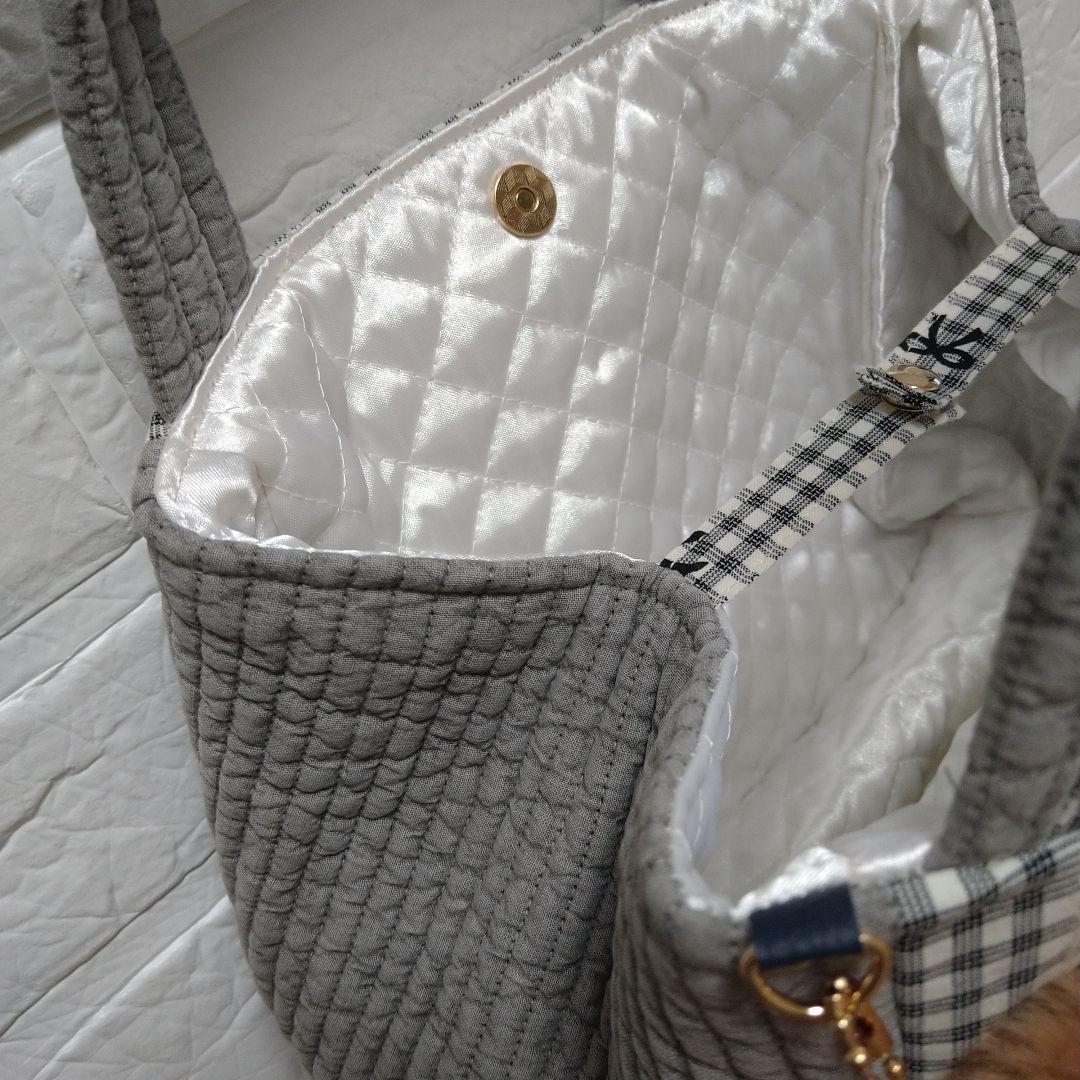 ゆ*ら様 コヤンイサムチョン☆ころりんトートバッグ　チェック柄リボン＆ヌビキルト