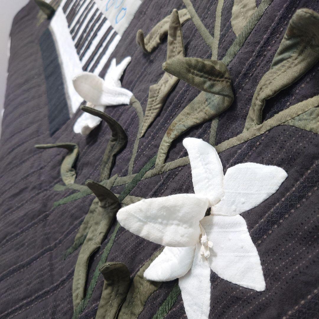 お花＆葉＆鍵盤が立体　ピアノカバー　ハンドメイド　パッチワーク