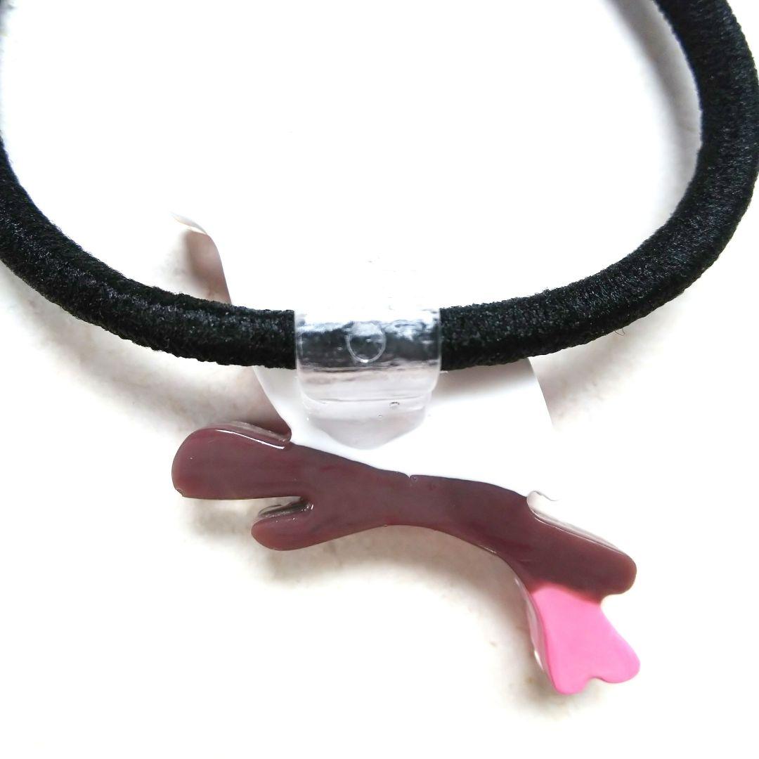 ヘアゴム レジン デビルキャット 黒猫ちゃんと可愛いお花