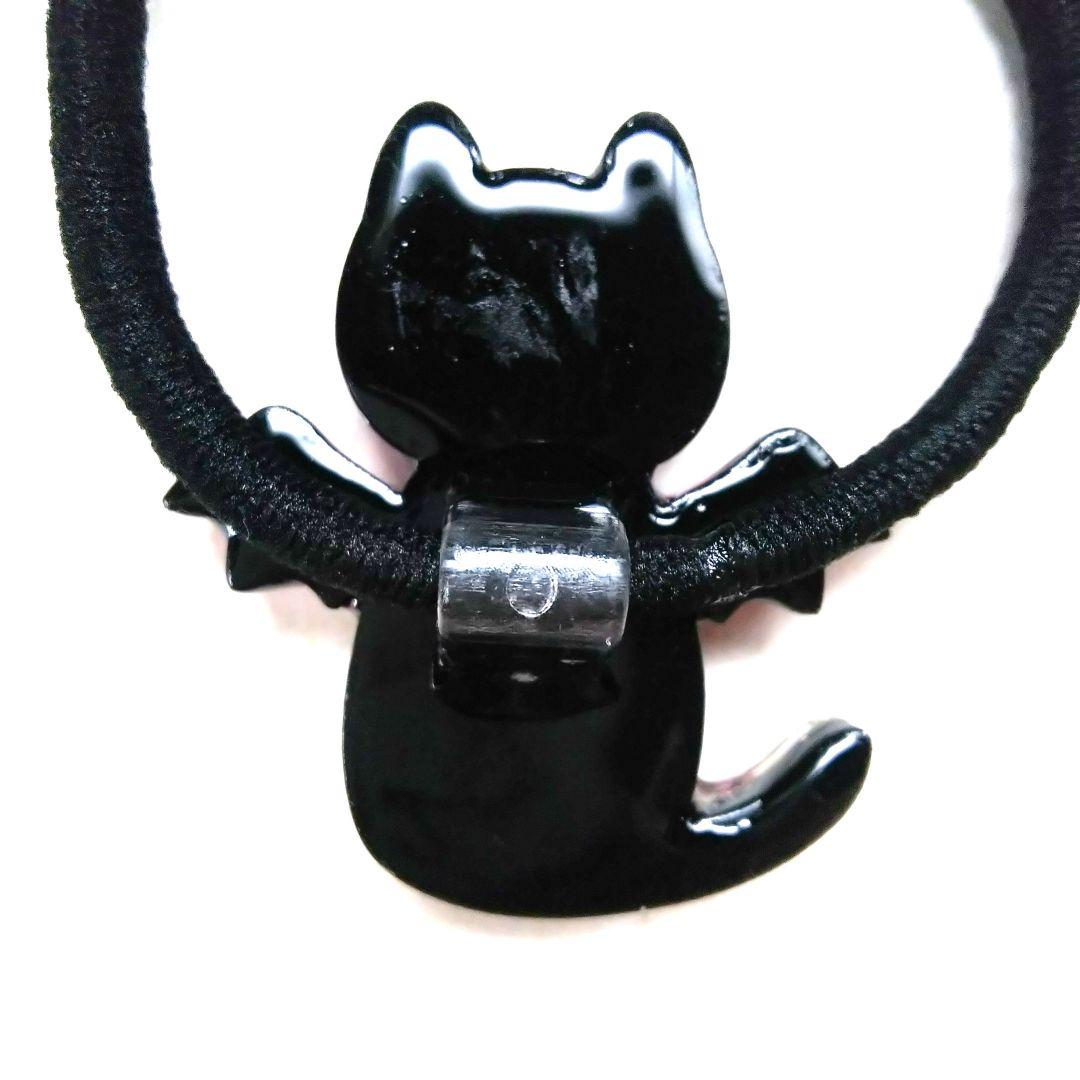 ヘアゴム レジン デビルキャット 黒猫ちゃんと可愛いお花