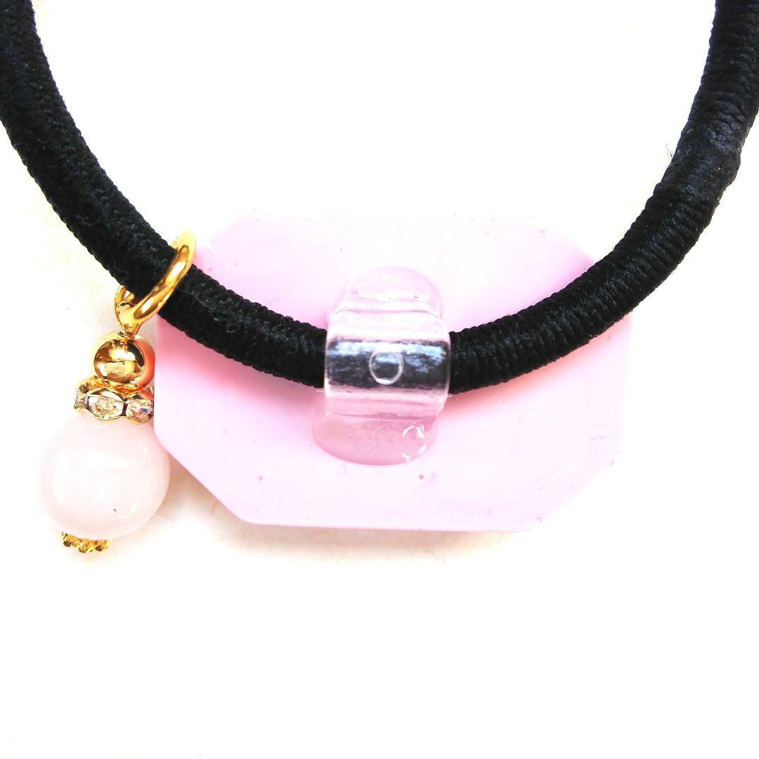 ヘアゴム レジン デビルキャット 黒猫ちゃんと可愛いお花