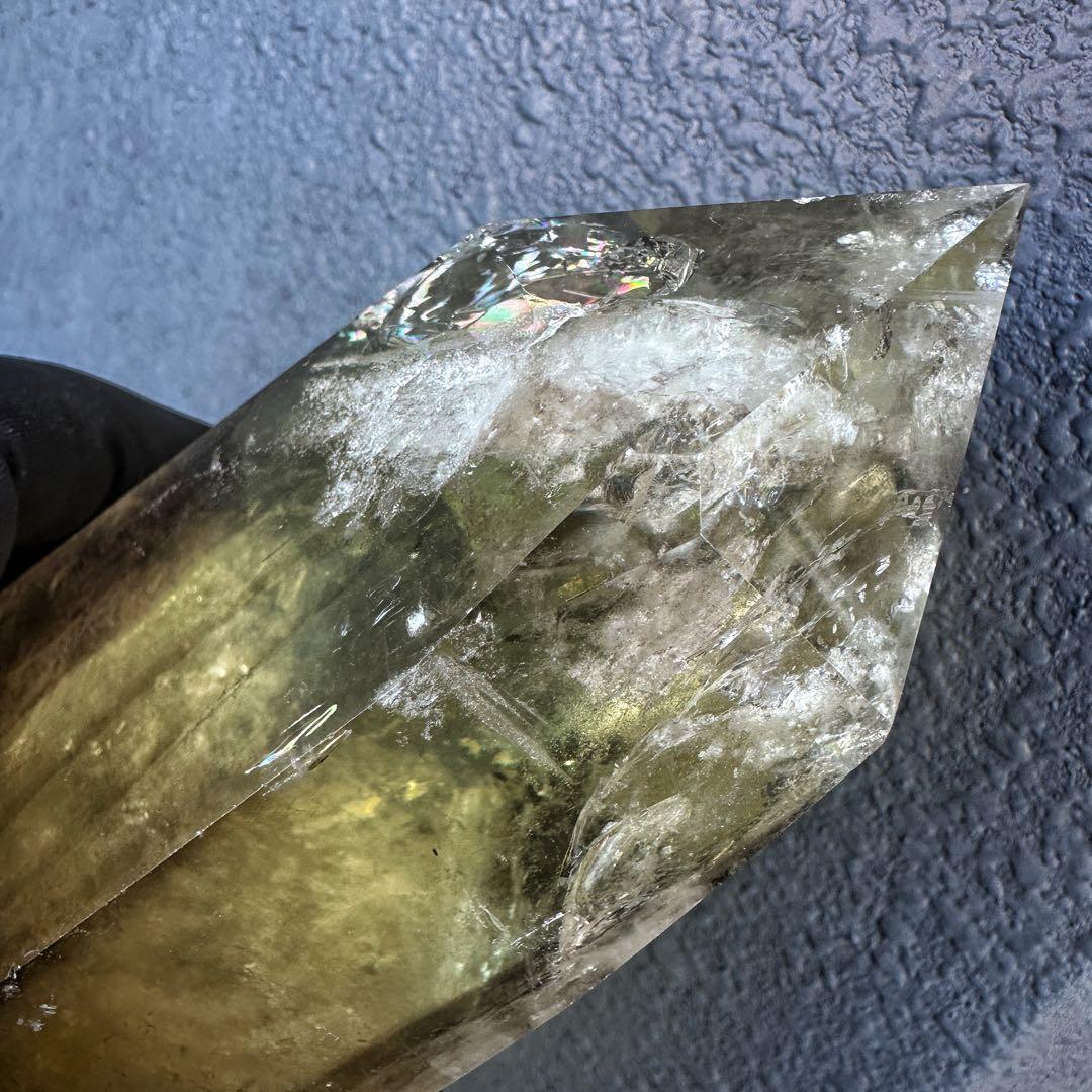 【開運 魔除】巨大❗️ファントムレインボー煙水晶スモーキーシトリン六角柱A1187