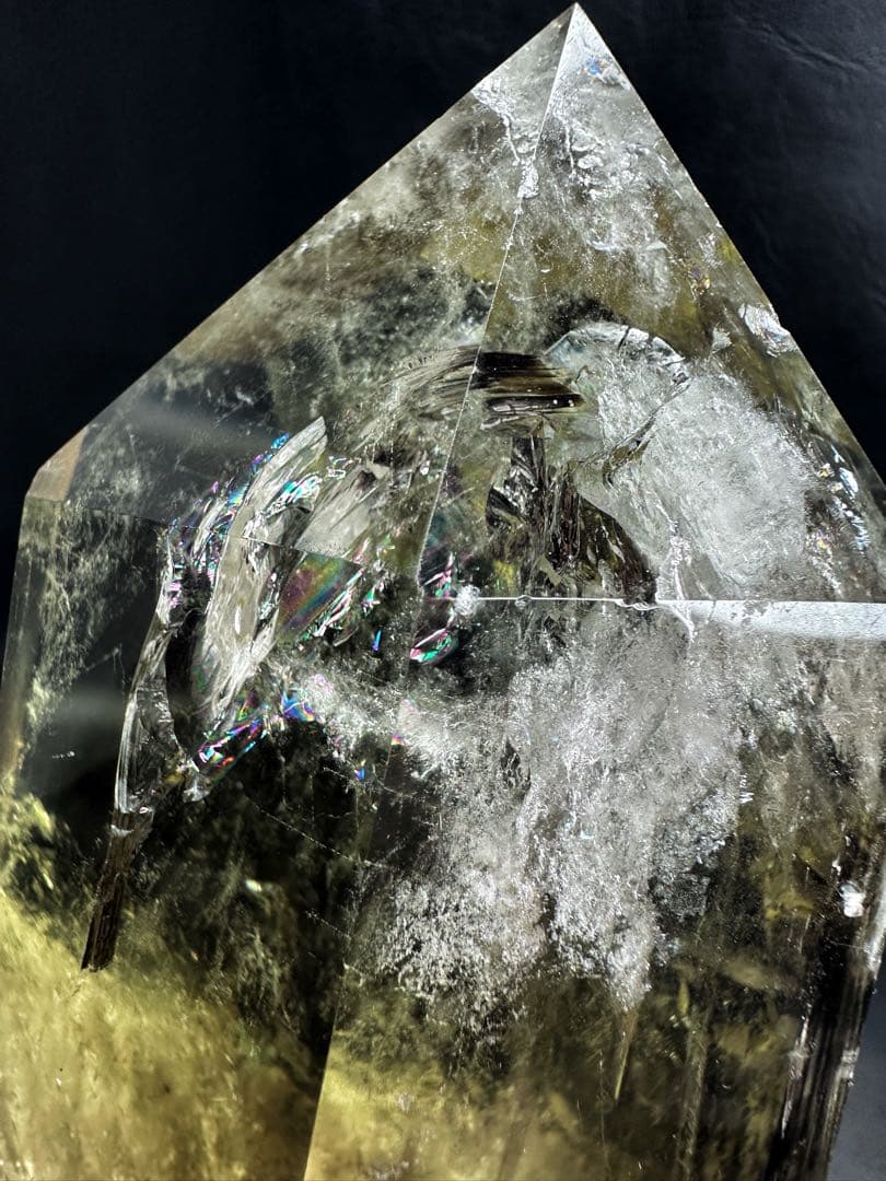 【開運 魔除】巨大❗️ファントムレインボー煙水晶スモーキーシトリン六角柱A1187