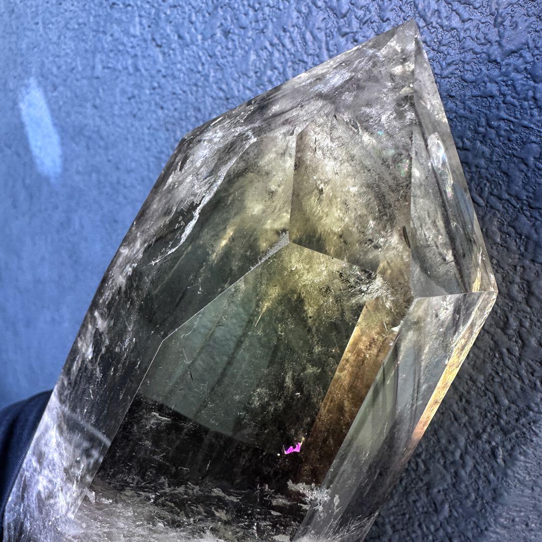 【開運 魔除】巨大❗️ファントムレインボー煙水晶スモーキーシトリン六角柱A1187