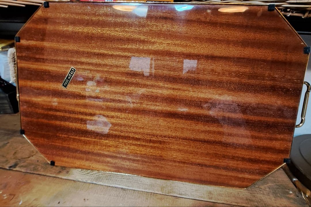 美品☆イタリア製♪象嵌細工☆ 持ち手付きトレイ