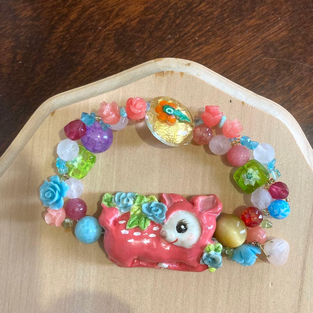 【種名　日本鹿の角】オリジナル彫刻　⭐️昭和レトロなバンビちゃん ⭐️☆匿名☆