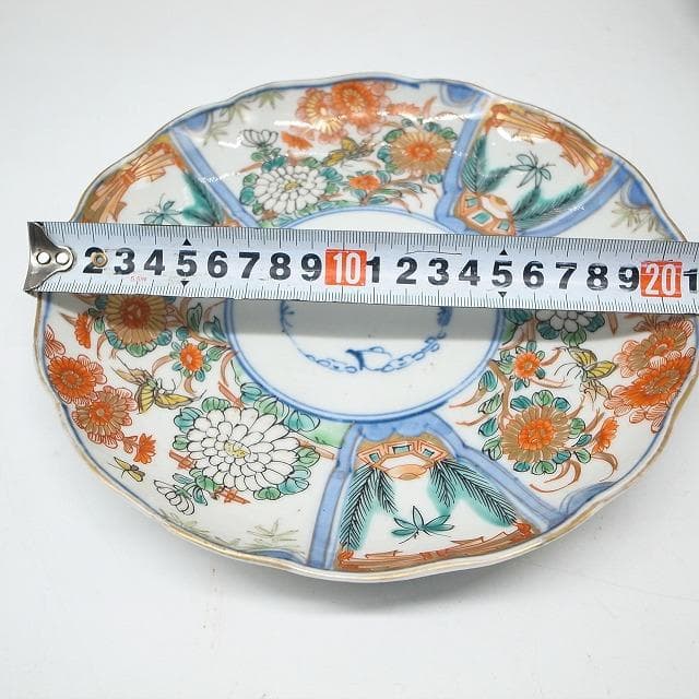 古伊万里　錦手　花尽くし文様　七寸皿　2枚