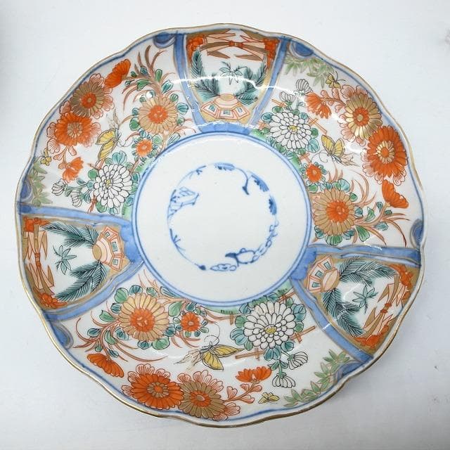 古伊万里　錦手　花尽くし文様　七寸皿　2枚