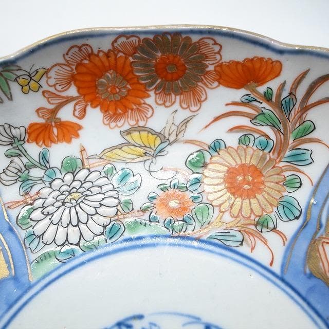 古伊万里　錦手　花尽くし文様　七寸皿　2枚