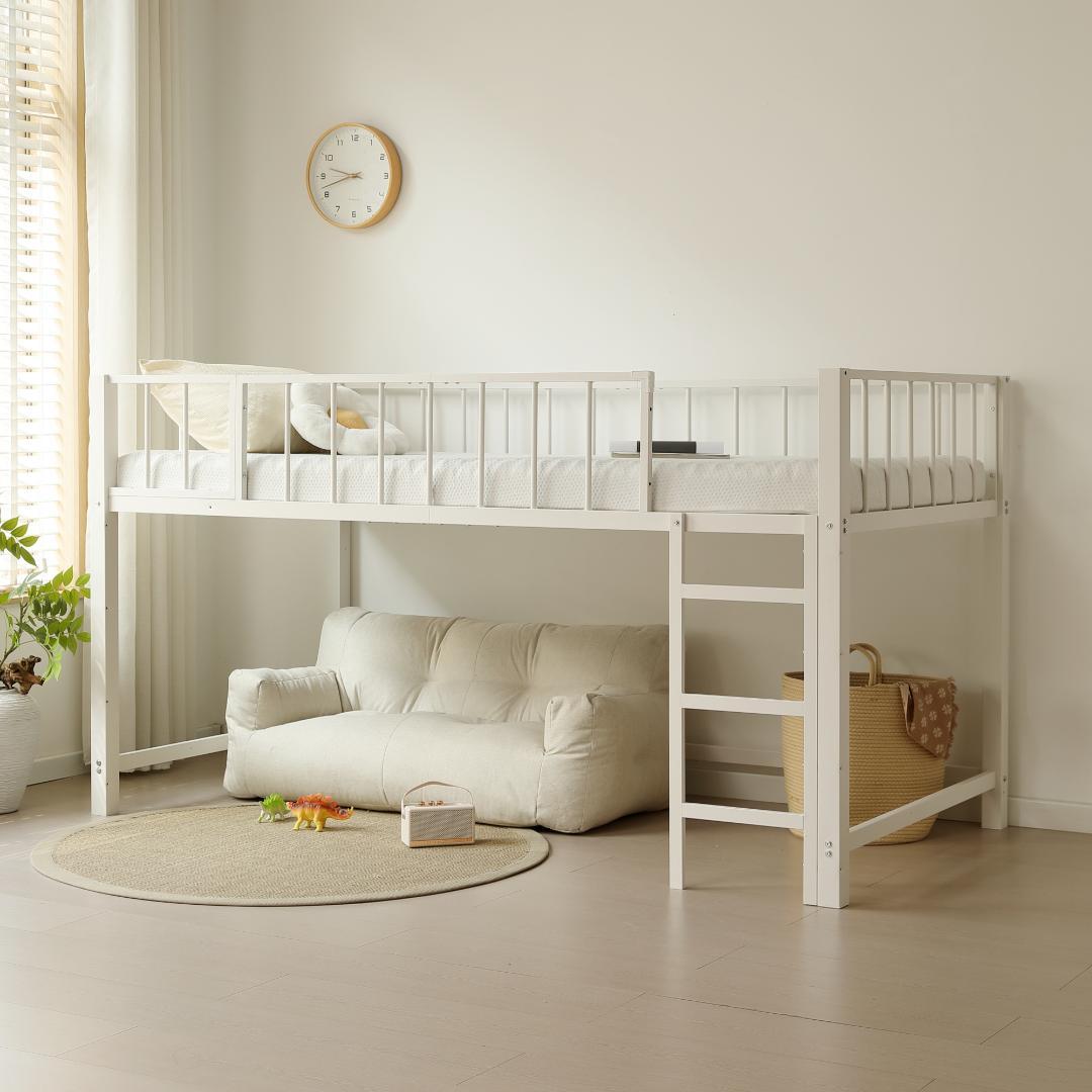 超人気！ロフトベッド パイプベッド シングル 高さ110cm White