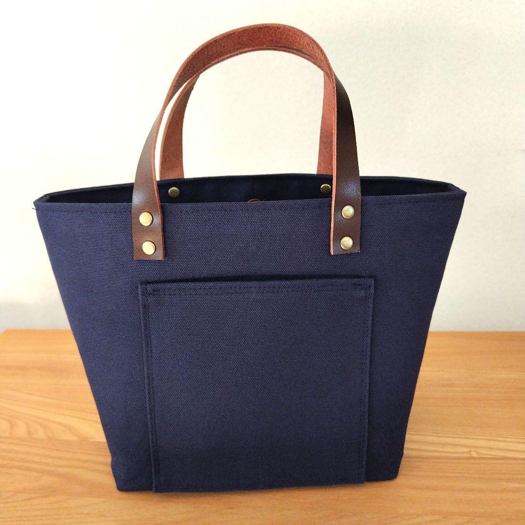 ハンドメイド、トートバック、倉敷帆布、レザーハンドル、バイカラー