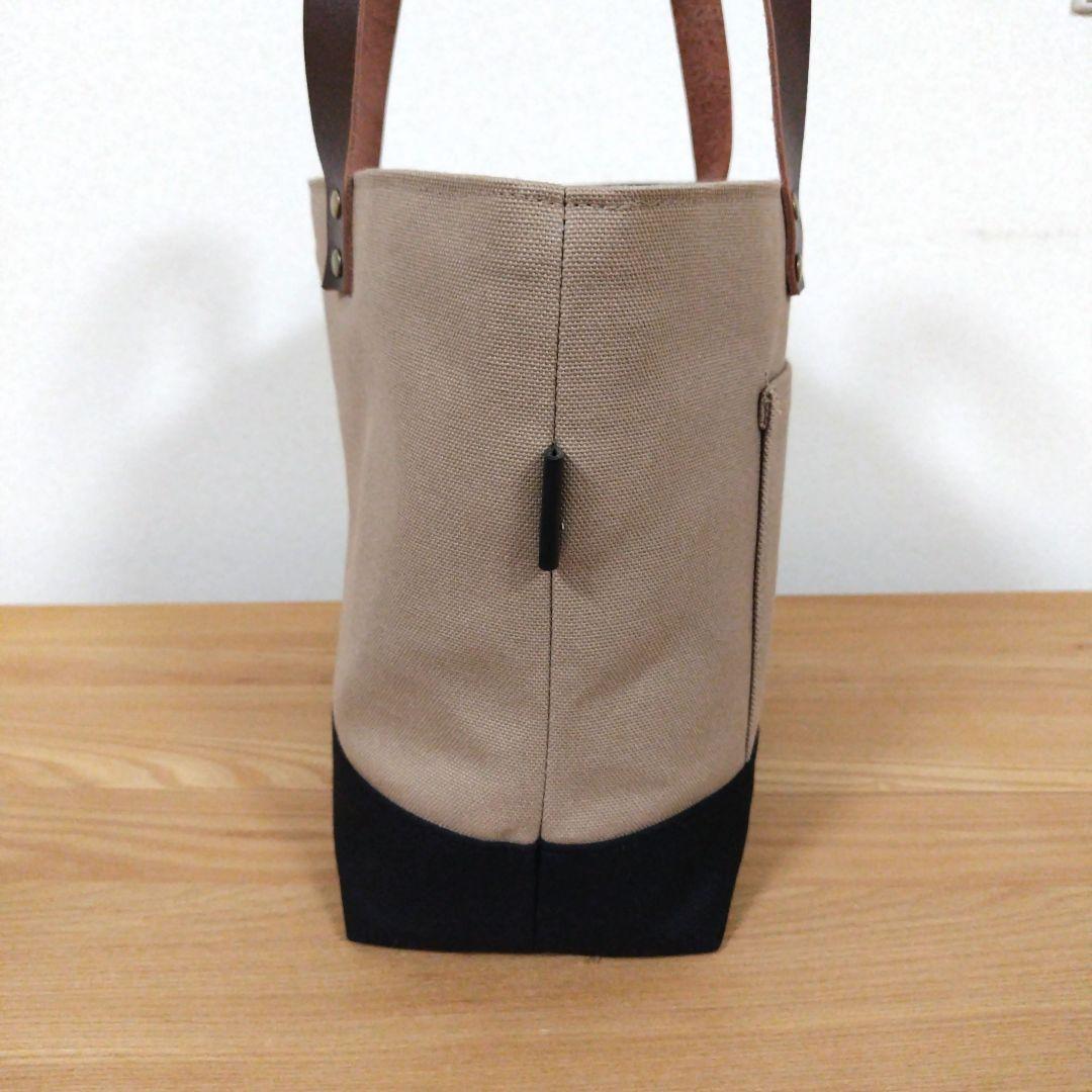 ハンドメイド、トートバック、倉敷帆布、レザーハンドル、バイカラー