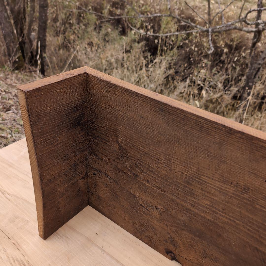 古木の栗板　幅広一枚板　コの字シェルフ　面付き　置台　什器