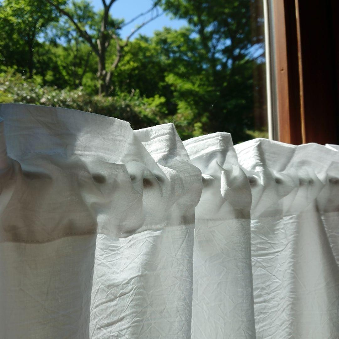 ホワイトコットン♪２M幅カフェカーテン 200cm×55cm ハンドメイド