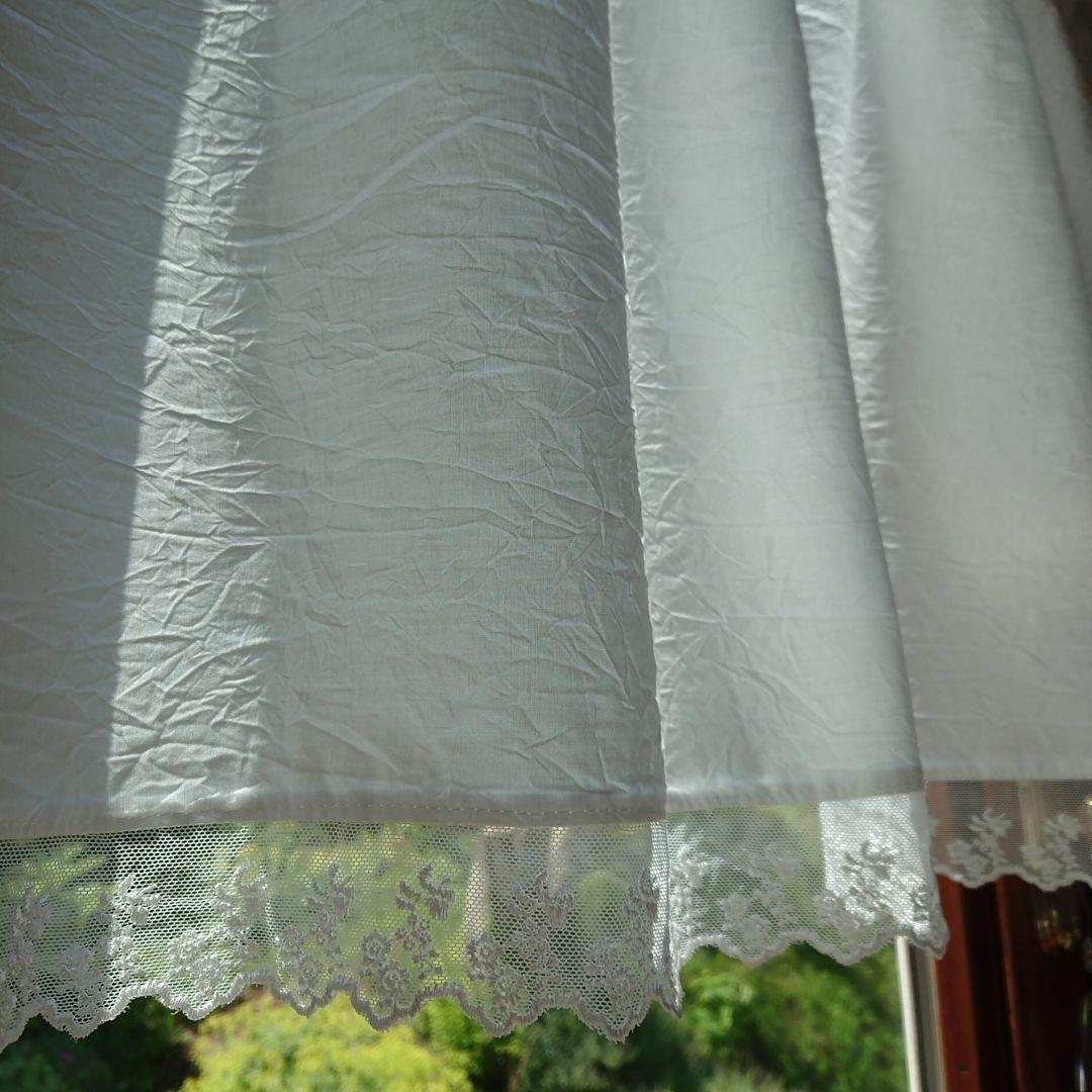 ホワイトコットン♪２M幅カフェカーテン 200cm×55cm ハンドメイド