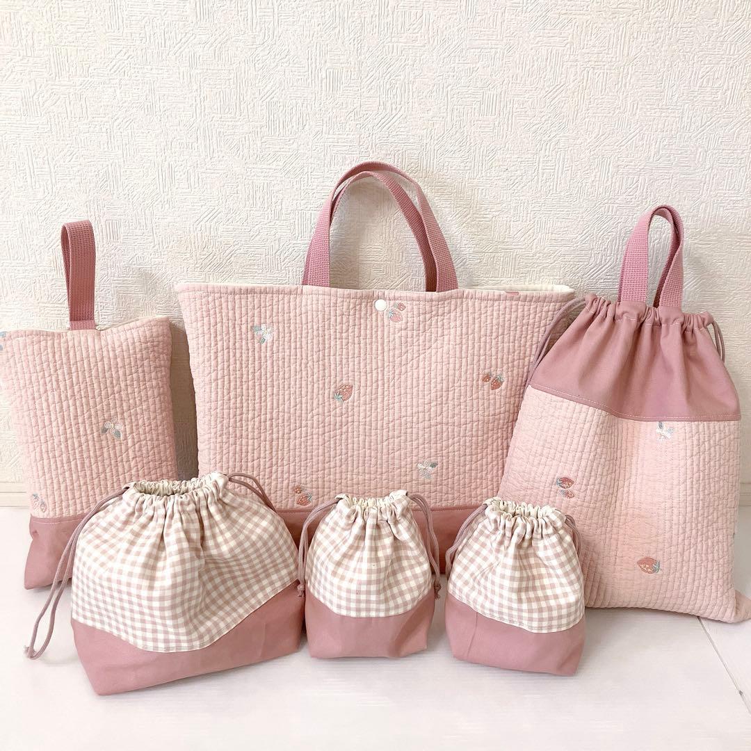 レッスンバッグ 上履き入れ　体操服袋　コップ袋✖️2 お弁当袋